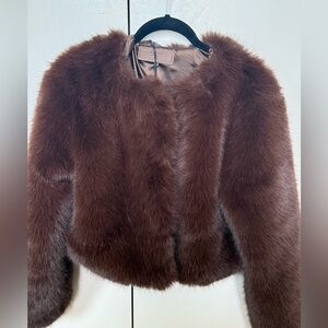 NWT - BlankNYC Brown Faux Fur Cropped Jacket